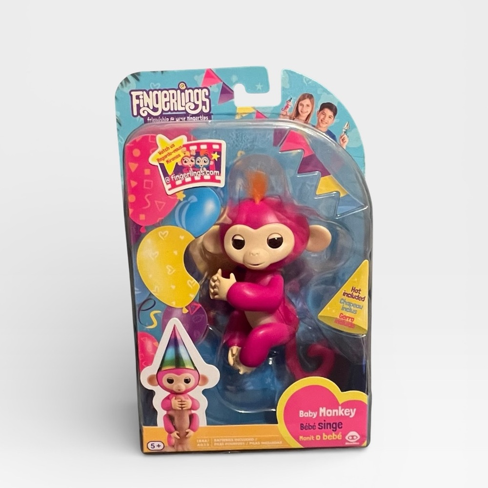 Fingerlings Pink Baby Monkey Fiesta Hat Included Reacts To Touch Sound Motion